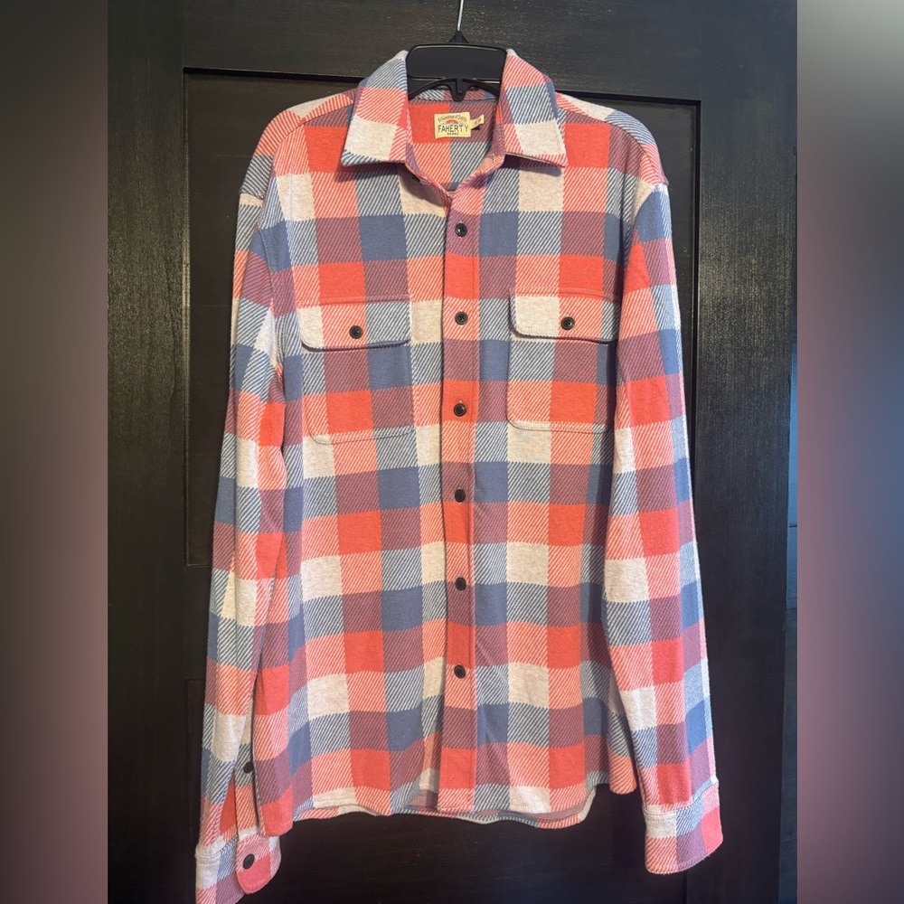 Faherty Unisex Pink and Baby Blue Flannel
